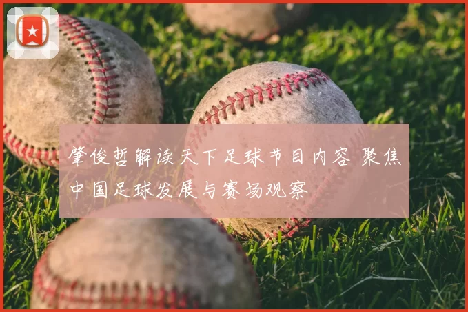 肇俊哲解读天下足球节目内容 聚焦中国足球发展与赛场观察